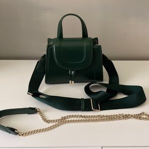 Zara mini city bag. Dark green color.